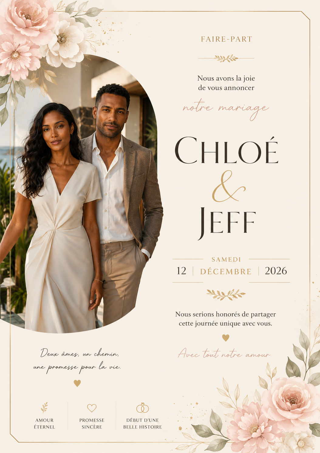 Faire-part de mariage de Chloé et Jeff